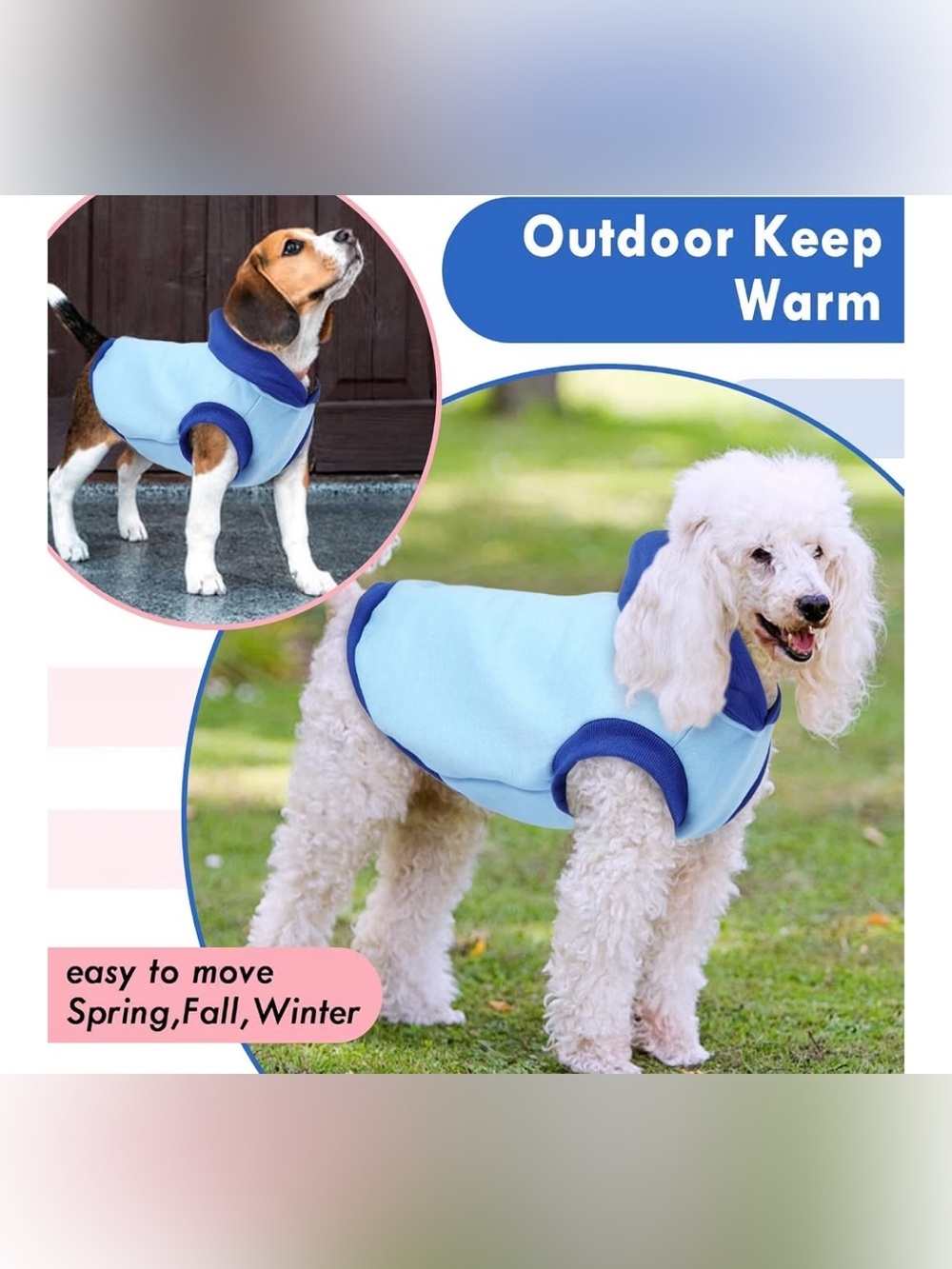NWOT- NEW Medium Blue Fleece Dog Hoodie - Lightweight Pet Sweatshirt
